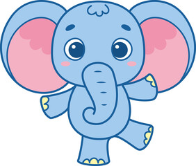 Cute Elephant Cartoon Illustration