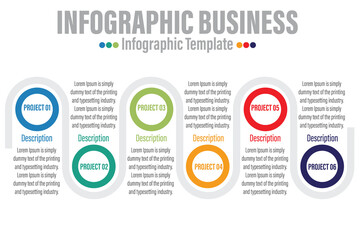 6 Steps Modern Timeline diagram with progress circle, presentation vector infographic with circle. Infographic template for business.