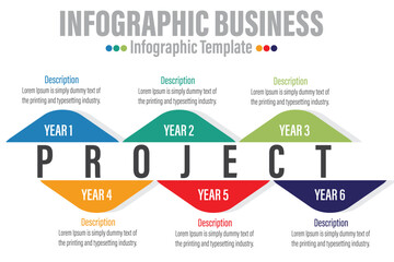 6 Step Modern Timeline diagram with Project, presentation vector infographic. Infographic template for business.