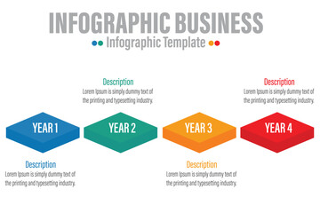Fototapeta premium 4 Step Modern Timeline diagram with planning year, presentation vector infographic. Infographic template for business.