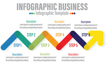 6 Steps Modern Timeline diagram with Road journey concept. presentation vector infographic. Infographic template for business.