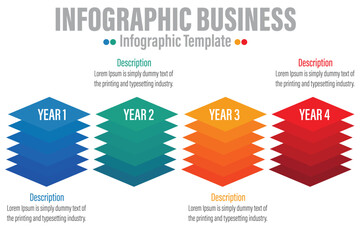 4 Step Modern Timeline diagram with planning year , presentation vector infographic. Infographic template for business. 