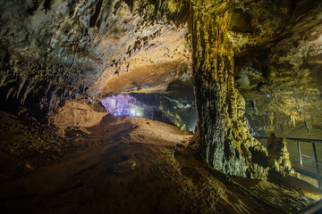 Inside touristic Prometheus Cave at Tskaltubo, Imereti region, Georgia