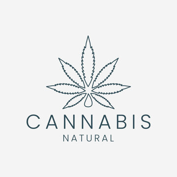 cannabis line art logo vector template illustration design. marijuana icon design