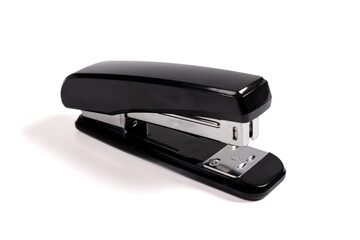 Black stapler isolated on white background