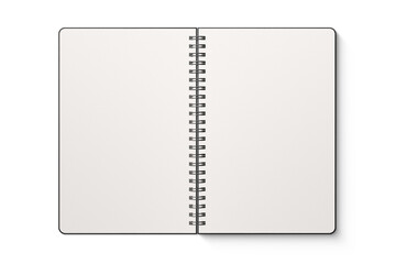 Spiral bound notebook mockup template with black paper cover isolated on a transparent background,...