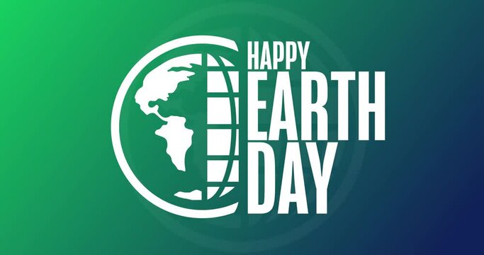 Happy Earth Day. Flat holiday animation. Motion graphic design. Loop footage.