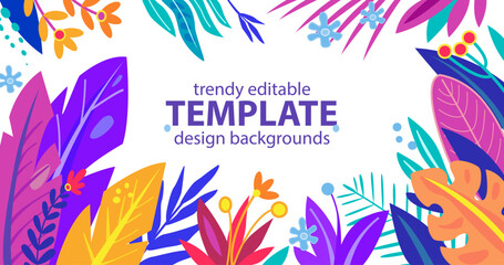 Editable vector template with Floral trendy elements