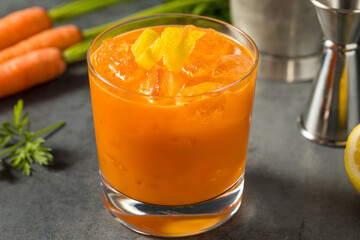 Cold Boozy Raw Carrot Bourbon Cocktail