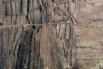 Aerial view of peatbog at Gortahork in County Donegal, Republic of Ireland