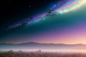 Fototapeta premium galaxy landscape, stars elements. Generative ai