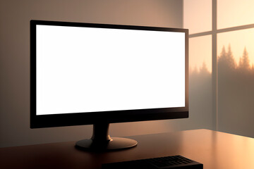 monitor on computer table. Generative AI
