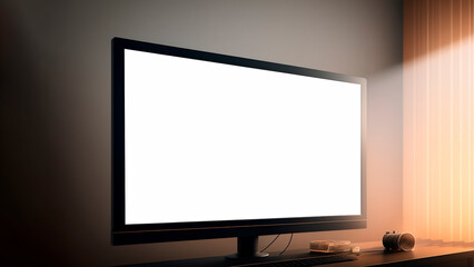 Fototapeta premium monitor on computer table. Generative AI