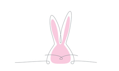 Easter bunny continues line hand draw element. Vector stock illustration minimalism design isolated on white background. Editable stroke single line. 
