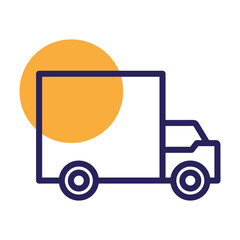 shipping truck png icon in lines with transparent background