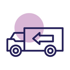 shipping truck png icon in lines with transparent background