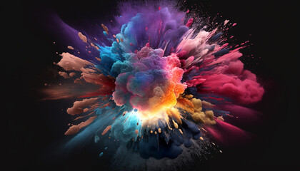 Colorful_magic_explosion_on_dark_background.Generative AI.