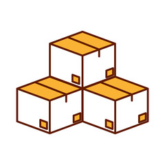 icon in png of cardboard shipping boxes in lines with transparent background