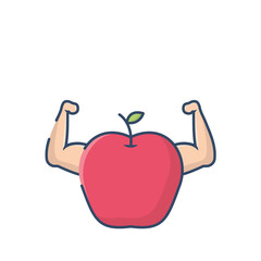 Apple with strong arms png image with transparent background