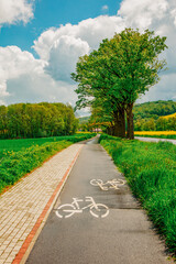 Bike path in Sudetes mountains in south Poland