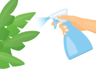 hand watering houseplant- vector illustration