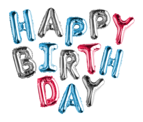 HAPPY BIRTHDAY from colored balloons on a transparent background. isolated object. Element for design