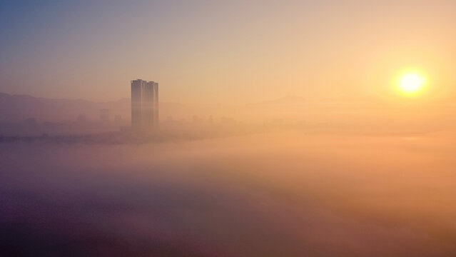 sunrise over the river