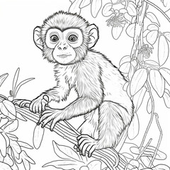 Fototapeta premium small monkey coloring drawing