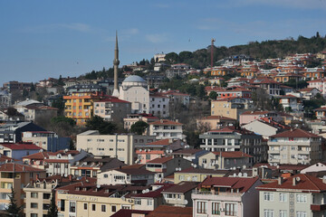 Fototapeta na wymiar high angle view of residences buildings in Istanbul city