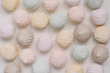 candy pastel coloured marshmallow sweets pattern texture background. Meringue, Zephyr 