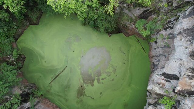 Spectacular aerial footage of Mt Hypipamee Atherton Tablelands Queensland Australia