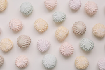 candy pastel coloured marshmallow sweets pattern texture background. Meringue, Zephyr 