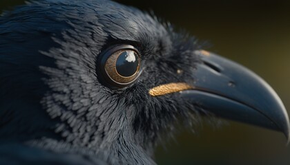 Closeup of raven eye. Macro of bird eye. Generative AI