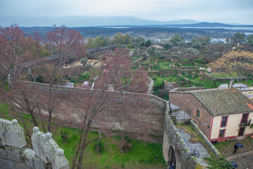 Fototapeta na wymiar Granadilla village. Aerial view from castle