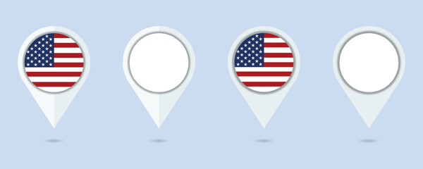 Pin map location icons. Location map set. Vector illustration. Map pin flat icon vector design. Map pin place marker. Usa pin map
