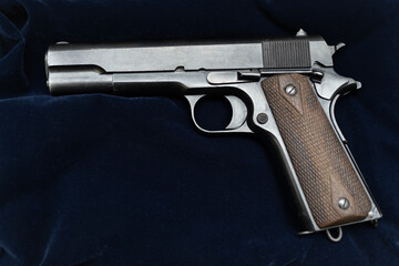 Classic pistol of the American army m 1911 close-up.