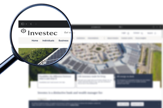 Los Angeles, California, USA - 7 March 2023: Illustrative Editorial of Investec website homepage. Investec logo visible on display screen.