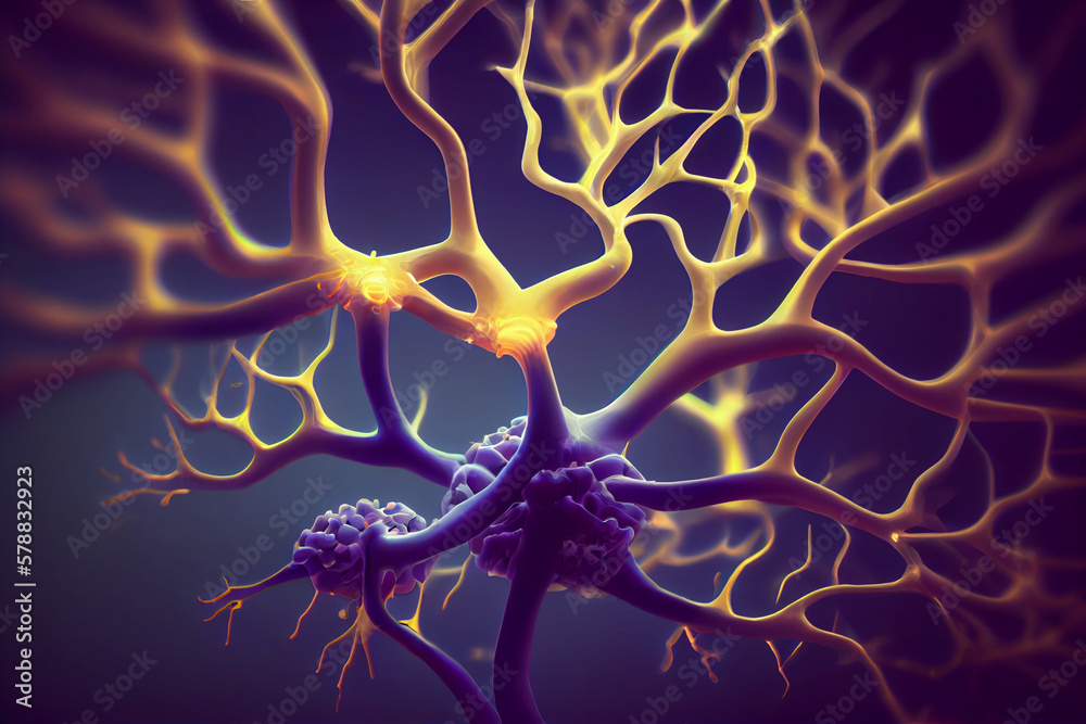 Aufkleber The process of neuroplasticity, showing how new neural pathways are formed through repeated use and strengthening. Generative AI technology.
