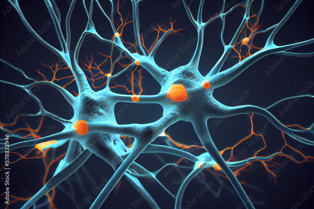 Aufkleber The process of neuroplasticity, showing how new neural pathways are formed through repeated use and strengthening. Generative AI technology.