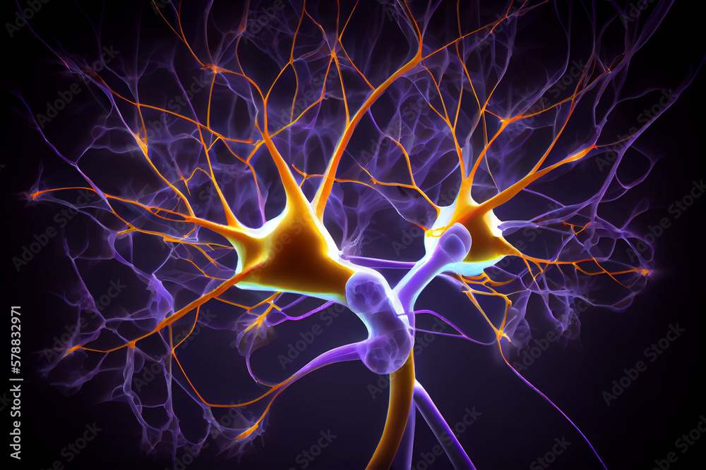 Fototapete the process of neuroplasticity, showing how new neural pathways are formed through repeated use and 