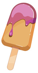 Ice cream bar with dripping sweet icing cartoon icon
