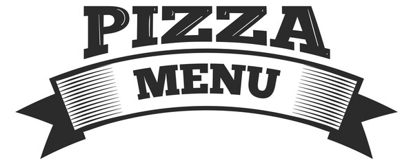 Pizza menu ribbon label. Food emblem template