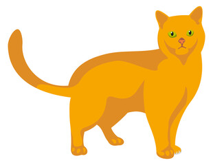 Cute ginger cat. Sad walking kitten icon