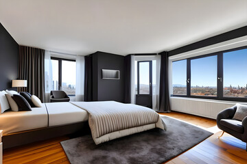 Fototapeta premium Contemporary Style Double Bedroom Interior Design