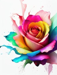 Fototapeta na wymiar Watercolor drawing, multi-colored roses close-up. Generative AI.