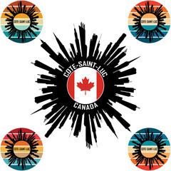 Cote Saint Luc Skyline Silhouette Canada Flag Travel Souvenir Sticker Vector Illustration SVG EPS AI