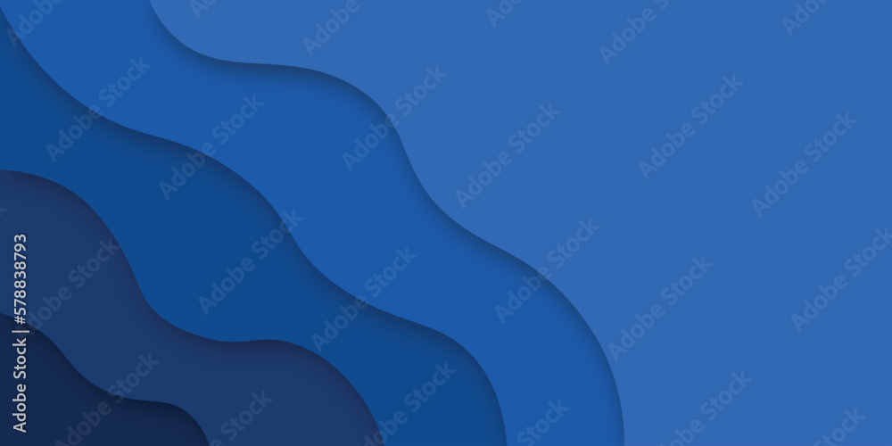 Wall mural Abstract blue shapes papercut background, trendy art style.  Vector illustration for design.