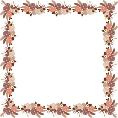 Easter flower wreath . Easter frame with decorated eggs and flowers and symbols of bright Easter