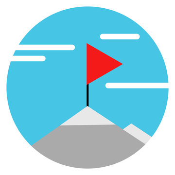 Goal icon. Business strategy round symbol. Red flag priority