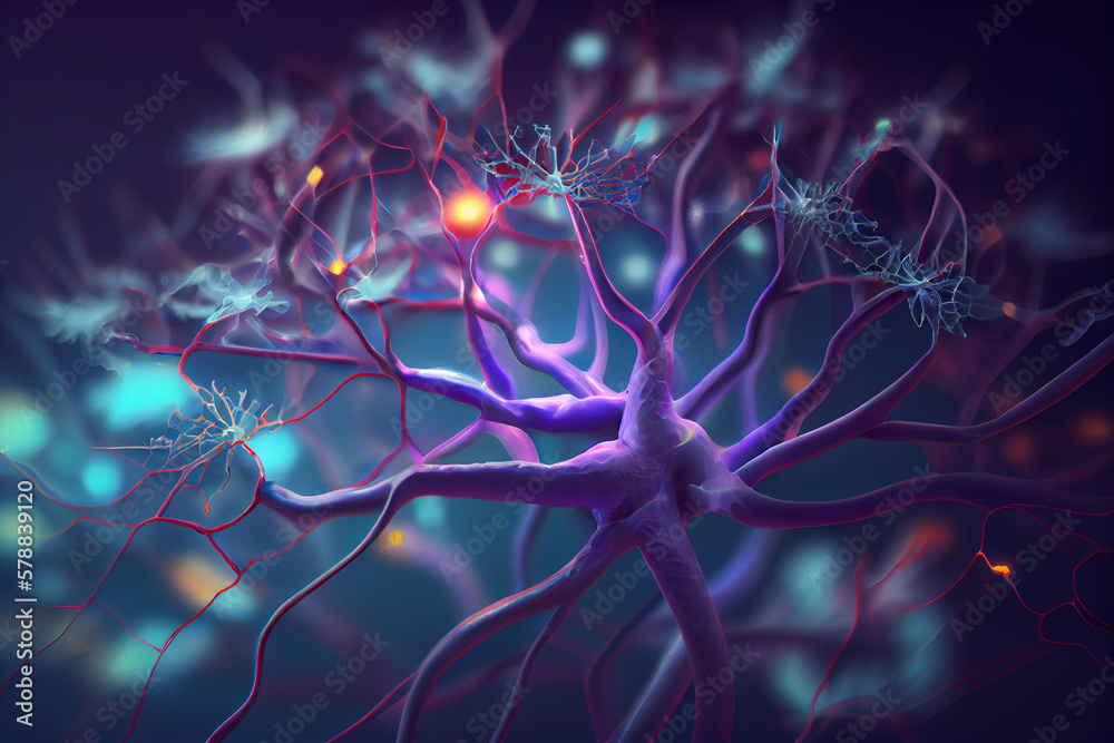 Aufkleber The process of neuroplasticity, showing how new neural pathways are formed through repeated use and strengthening. Generative AI technology.
